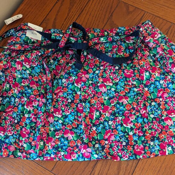 Aeropostale Floral Tie Skirt w/Pleats Pink Blue Green Elastic Waist sz XL NWT - Picture 1 of 5